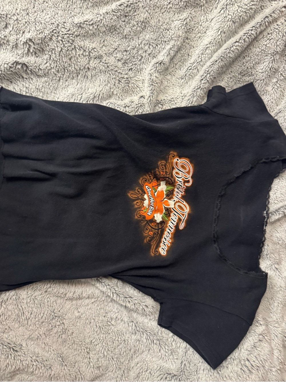 Vintage Black Kids Tee with Orange and White Graphic